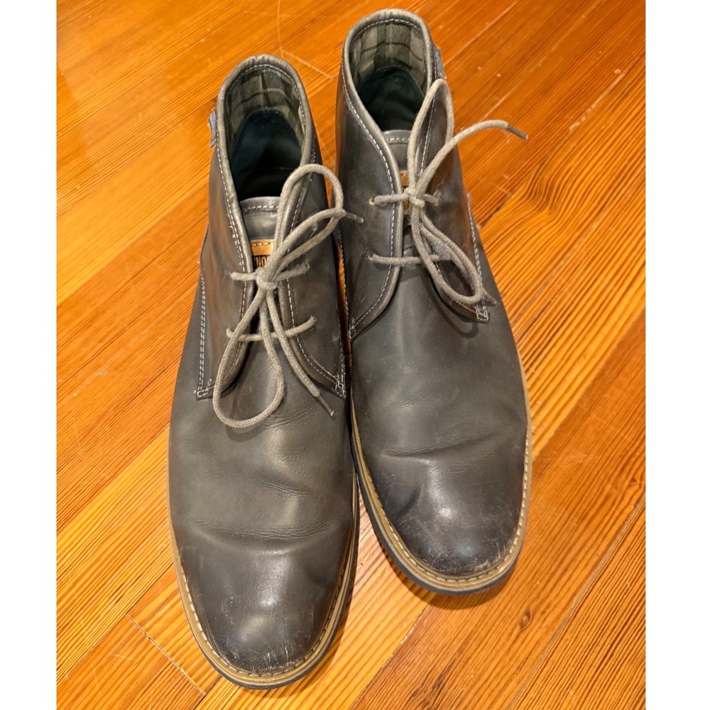 Pikolinos Mens Dark Gray Leather Lace Up Chukka Boots Size 45/11.5